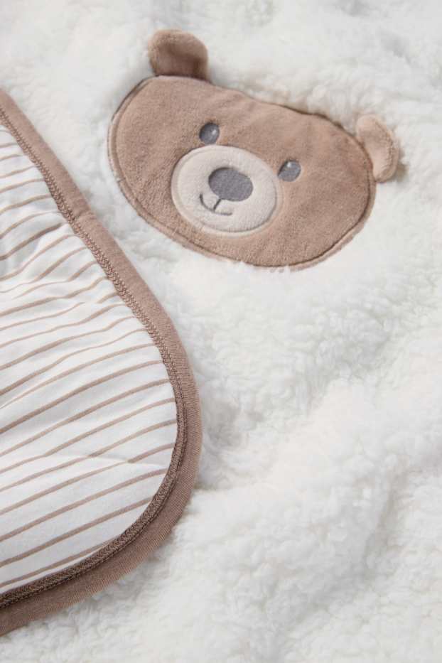 Baby: meisjes - Beertje - babydeken- gestreeept - 100 x 80 cm - wit