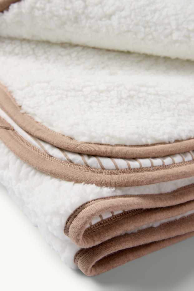 Baby: meisjes - Beertje - babydeken- gestreeept - 100 x 80 cm - wit