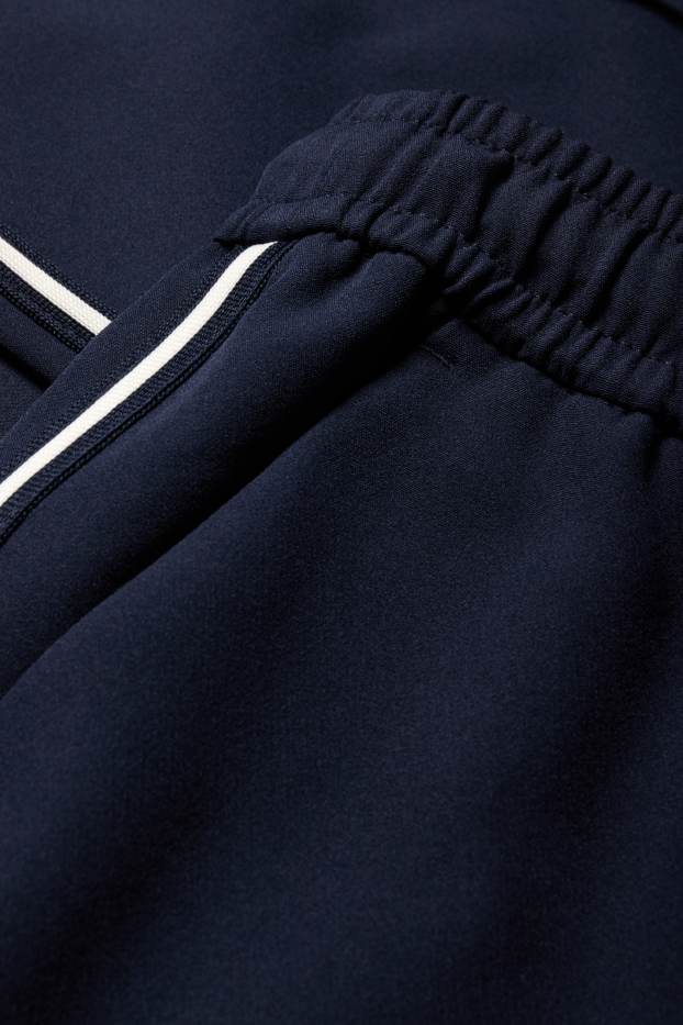 Dames - Jersey broek - mid waist - wide leg - donkerblauw