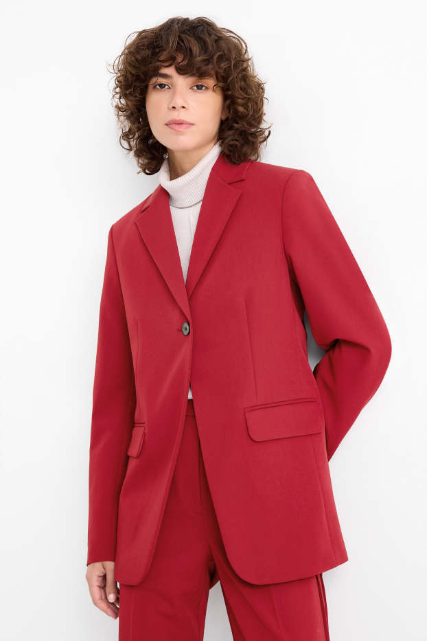 Femmes - Blazer long - cintré - rouge foncé