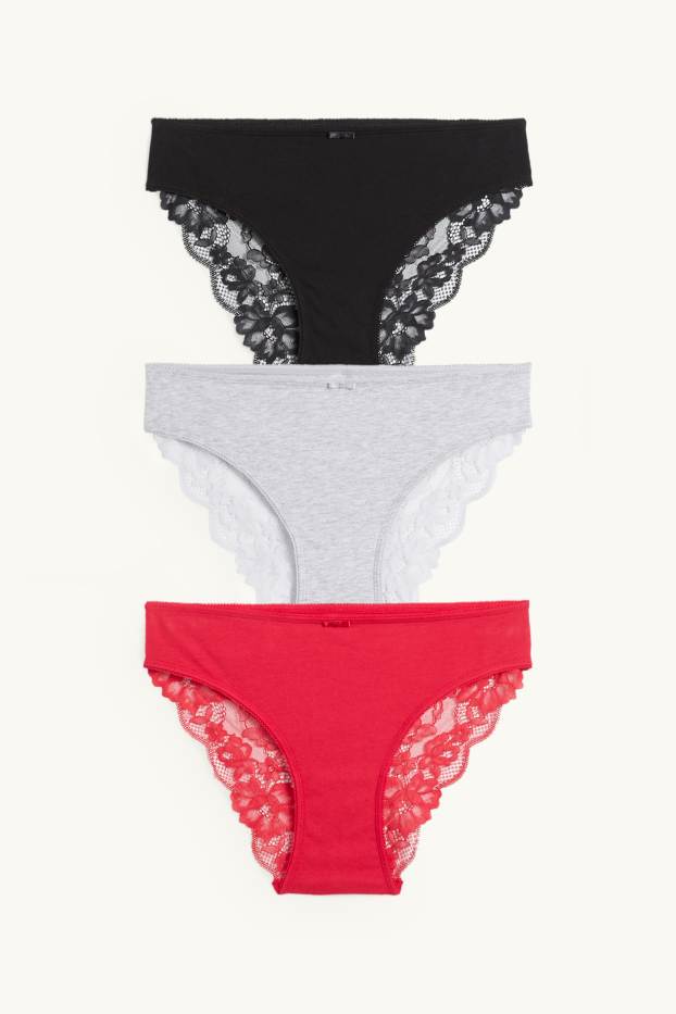 Damen - Multipack 3er - Slip - rot