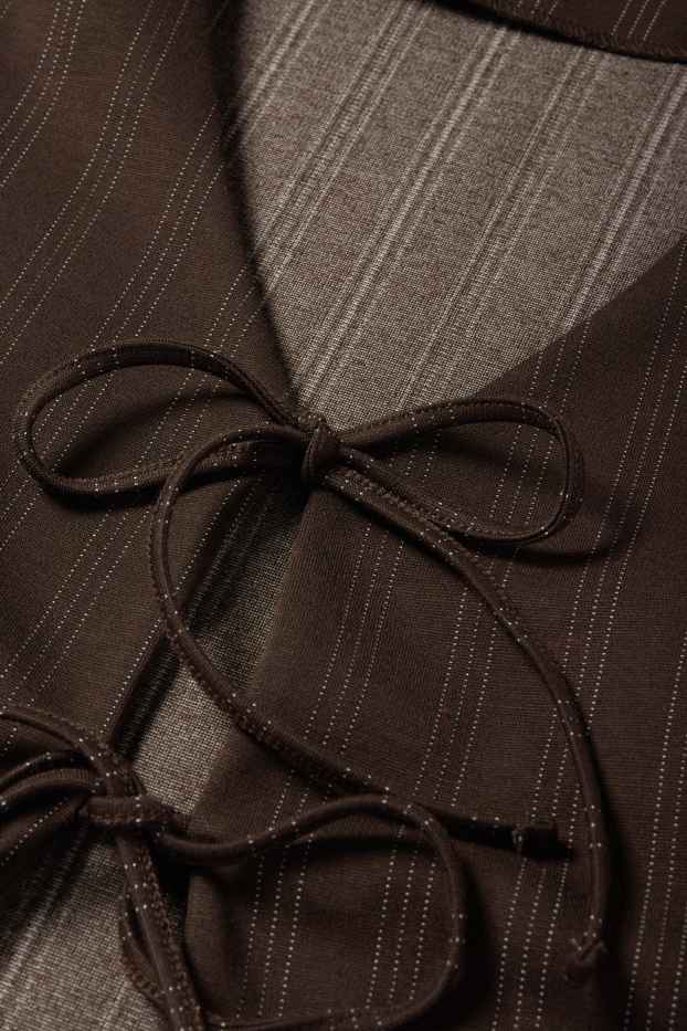 Femmes - Gilet sans manches - cintré - fines rayures - marron foncé