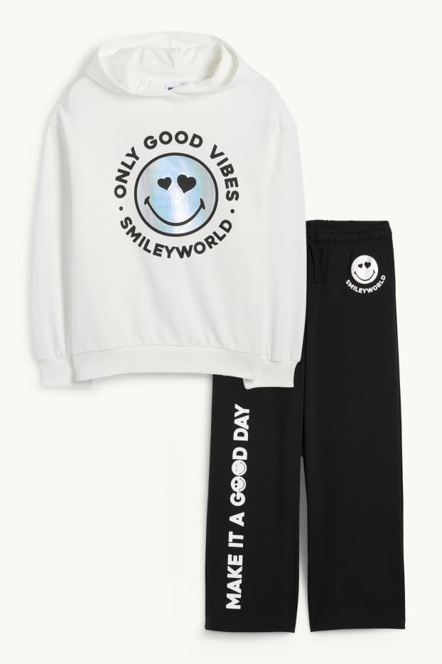 Children Girls - SmileyWorld® - set - hoodie and joggers - 2 piece - black / white