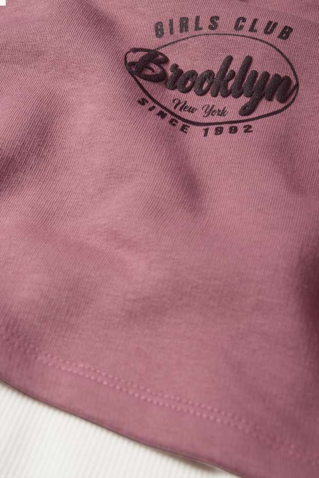 Children Girls - Brooklyn - set - hoodie and top - 2 piece - dark rose