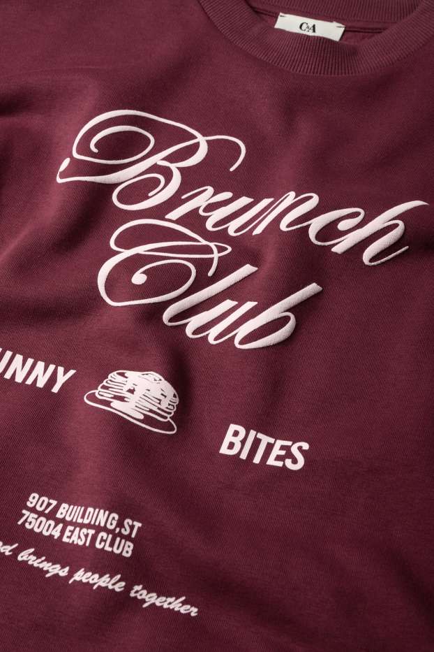 Femei - Bluză de molton - vișiniu