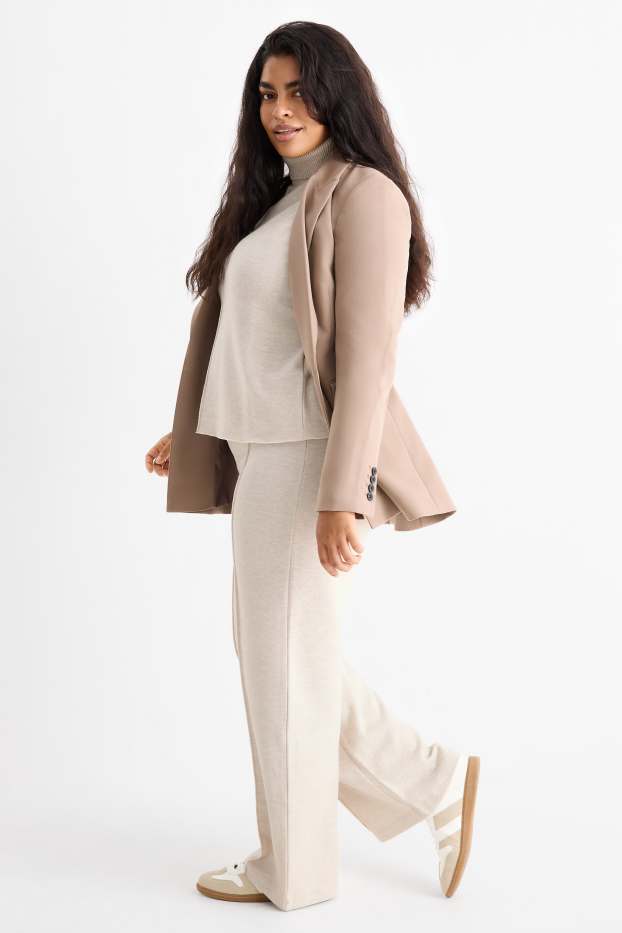 Damen - Jogginghose - gerippt - beige