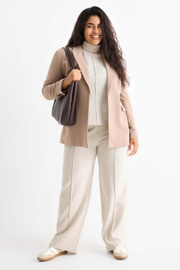 Damen - Jogginghose - gerippt - beige