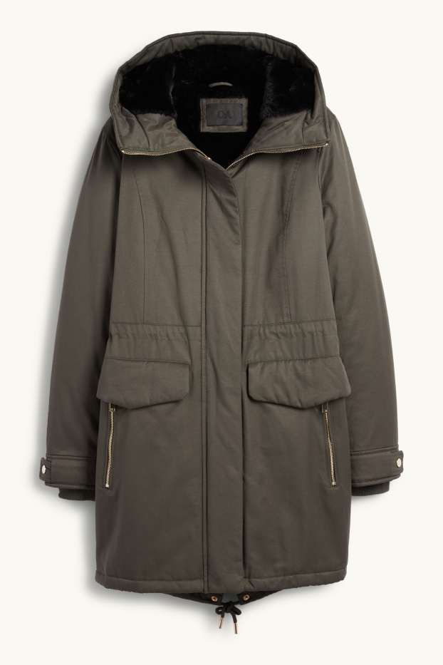 Women - Parka with hood - lined - green