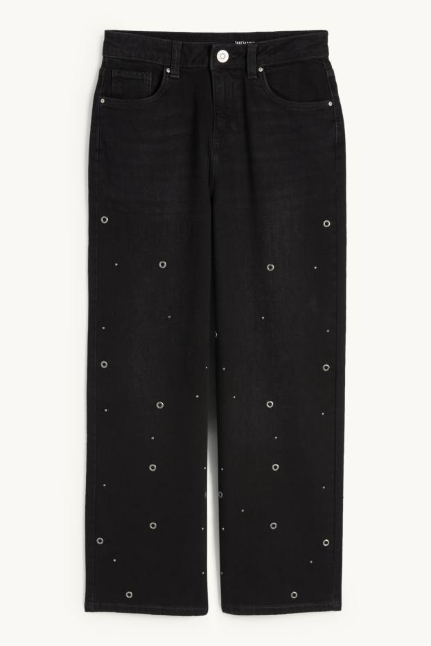 Niñas - Wide leg jeans - vaqueros - gris oscuro