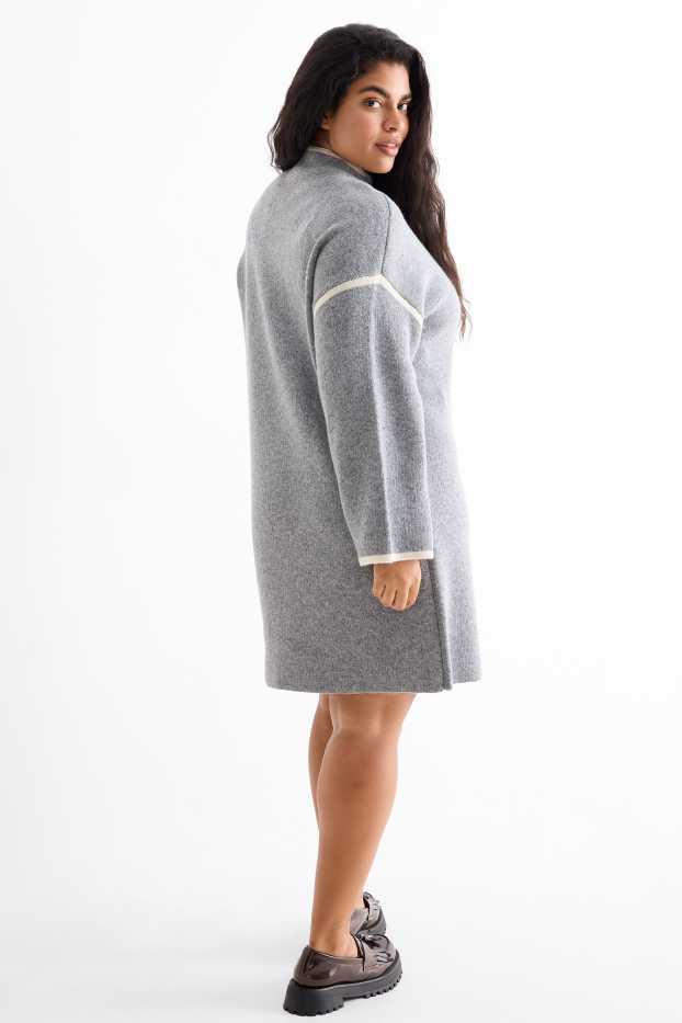 Dámské - Pletené šaty - světle šedá