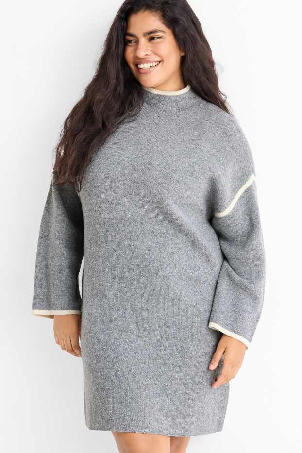 Dámské - Pletené šaty - světle šedá