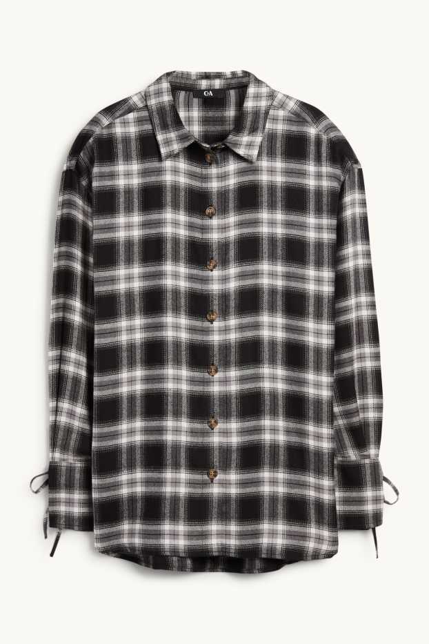 Donna - Blusa - a quadretti - nero / grigio