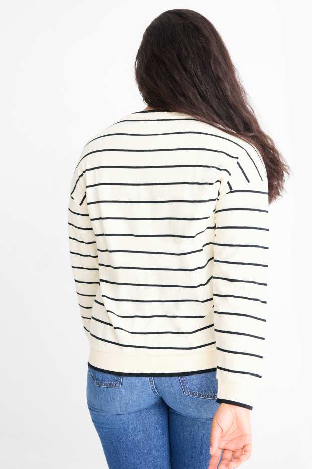 Dames - Vest - gestreept - crème wit