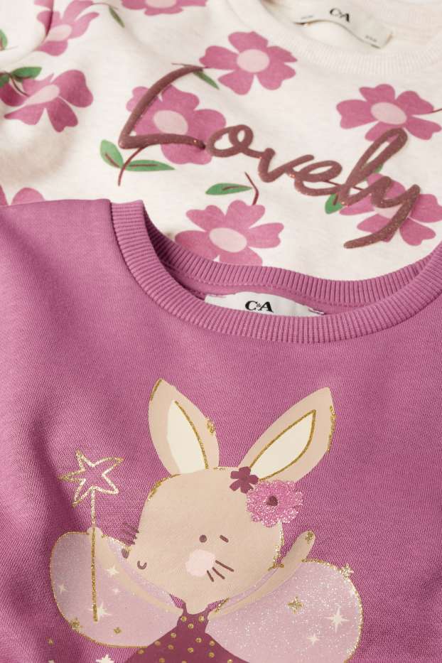 Enfants filles - Lot de 2 - fée et fleur - sweat - violet clair