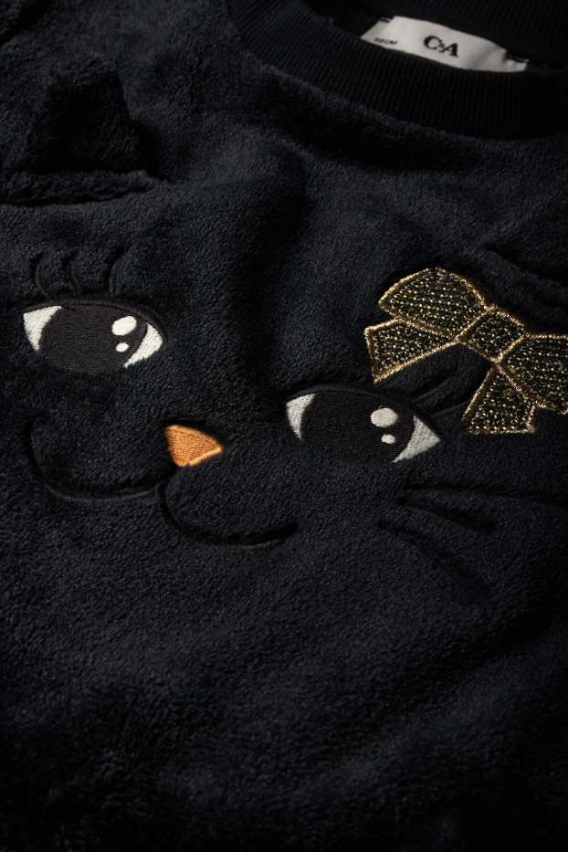 Children Girls - Cat - sweatshirt - black
