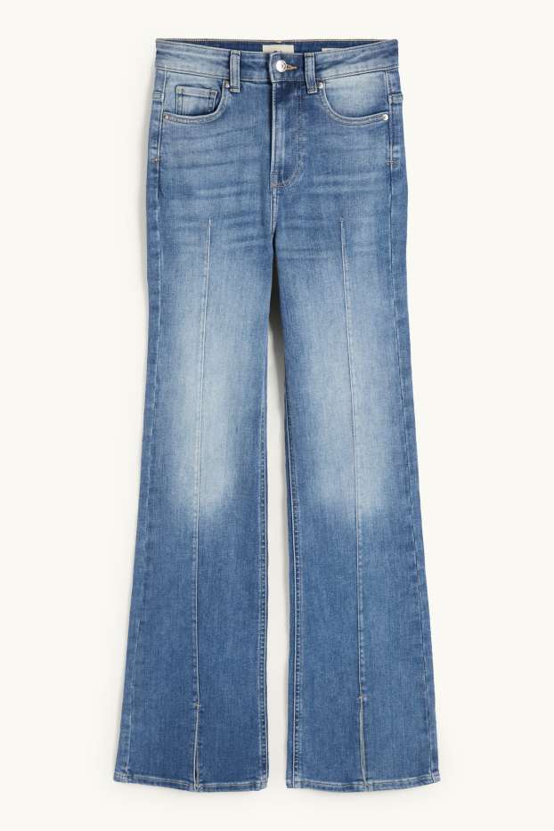 Damen - Flared Jeans - High Waist - helljeansblau