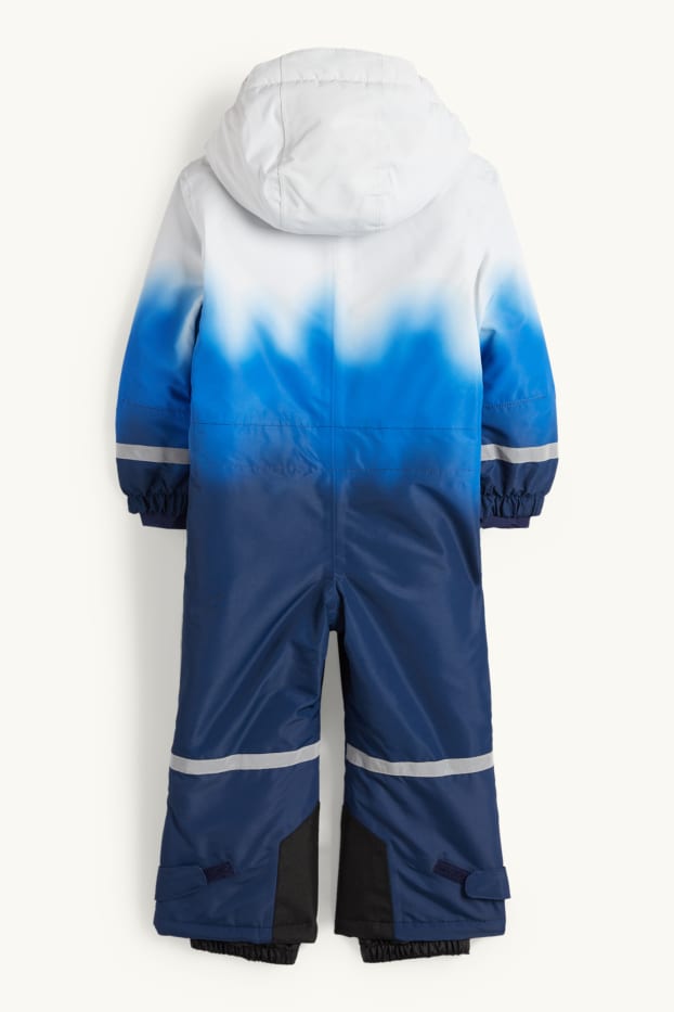 Kinder Jungen - Skianzug mit Kapuze - wasserdicht - gemustert - blau