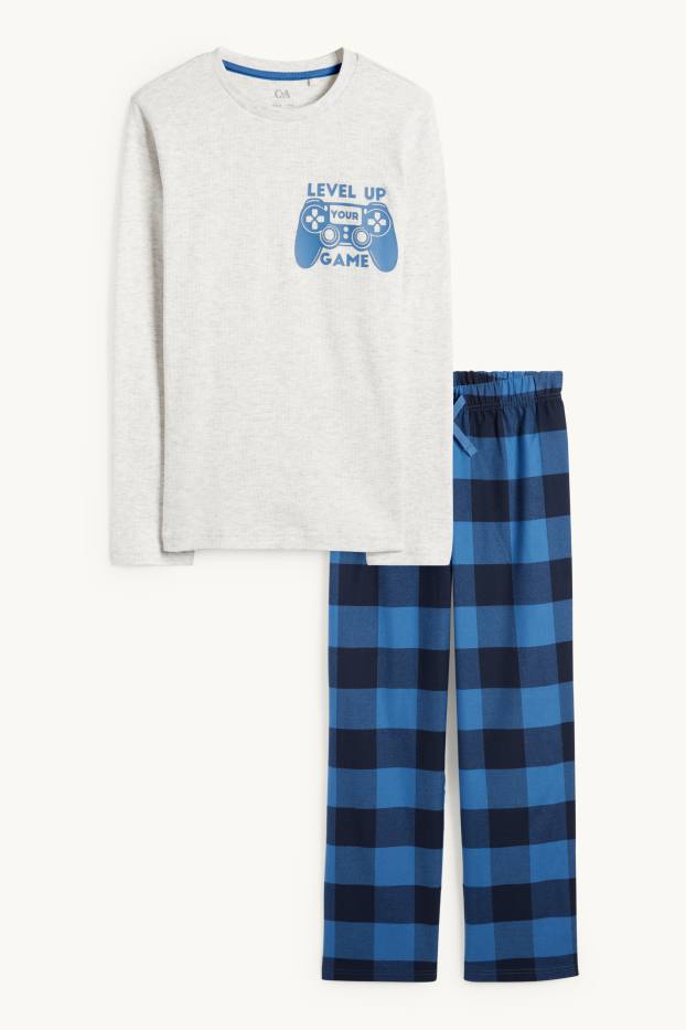 Enfants garçons - Jeux vidéo - pyjama - 2 pièces - gris clair