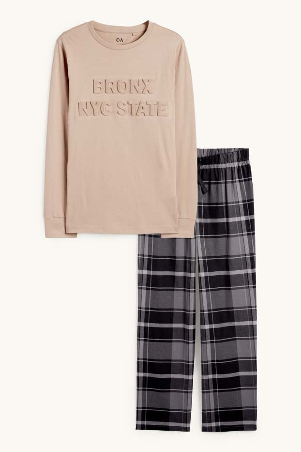 Enfants garçons - NYC - pyjama avec pantalon en flanelle - 2 pièces - beige