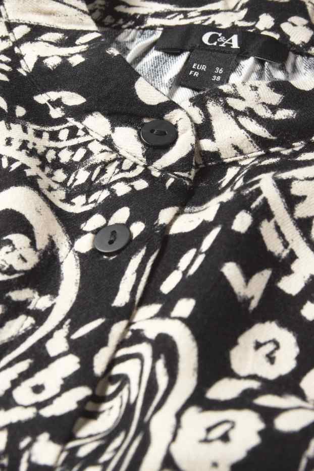 Women - Shirt dress - patterned - black / beige