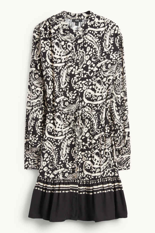 Women - Shirt dress - patterned - black / beige