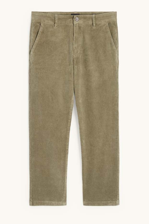 Hommes - Chino en velours côtelé - regular fit - kaki