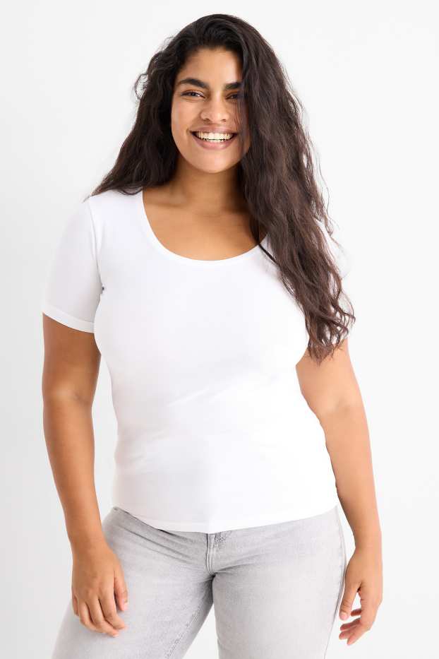 Dames - Set van 3 - T-shirt - slim fit - wit