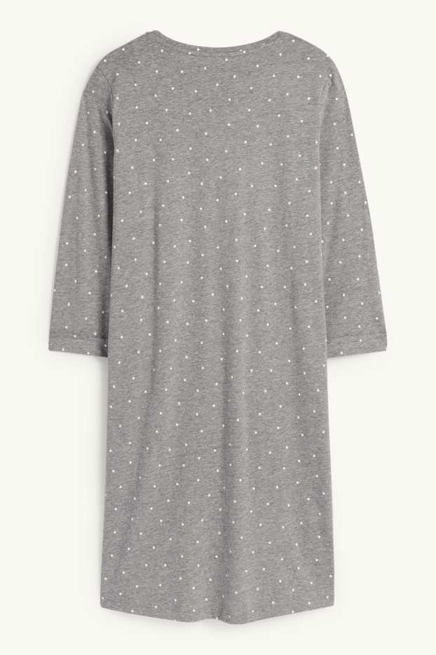 Dámské - Noční košile - puntíkovaná - šedá-žíhaná