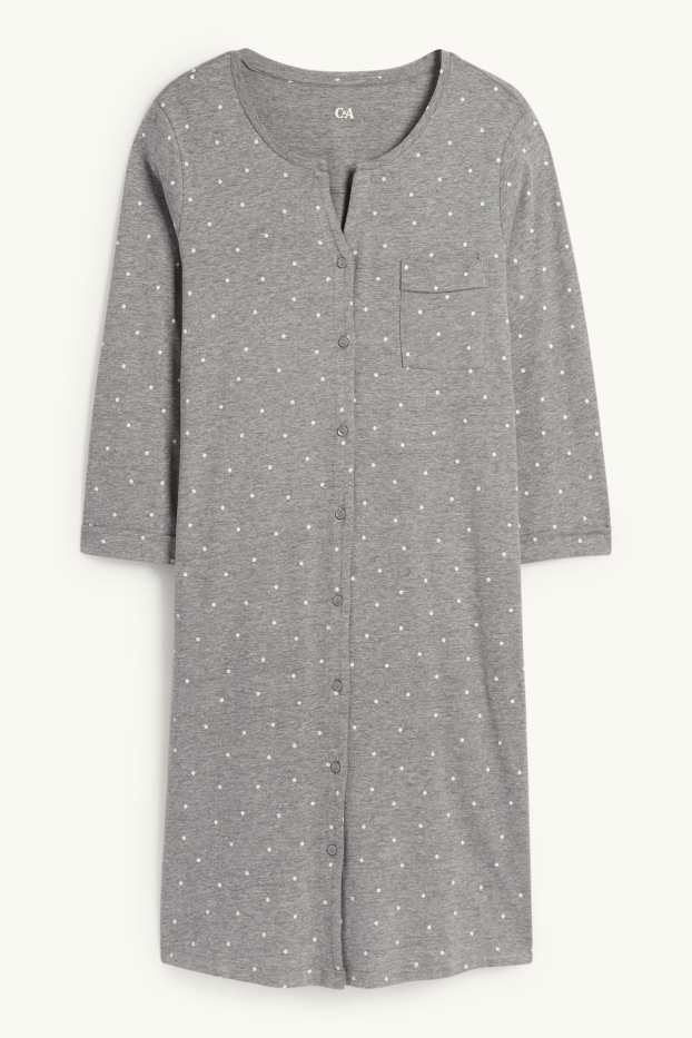 Dámské - Noční košile - puntíkovaná - šedá-žíhaná