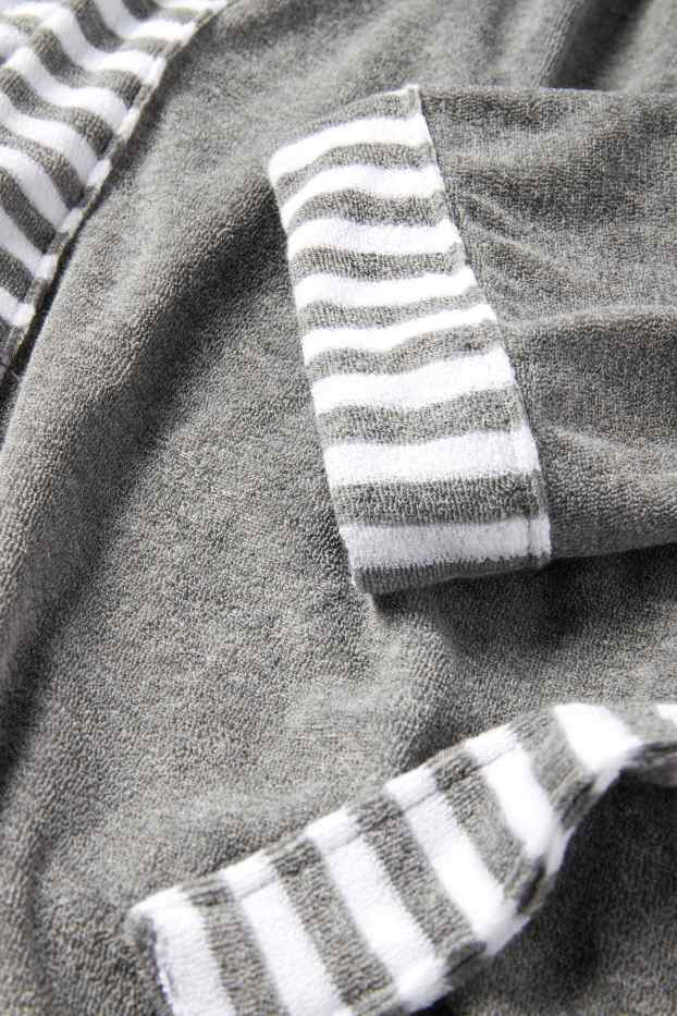 Dames - Frotté badjas, met capuchon - grijs-mix