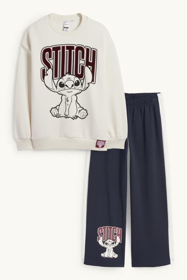 Enfants filles - Lilo & Stitch - ensemble - sweat à capuche et pantalon de jogging - 2 pièces - blanc