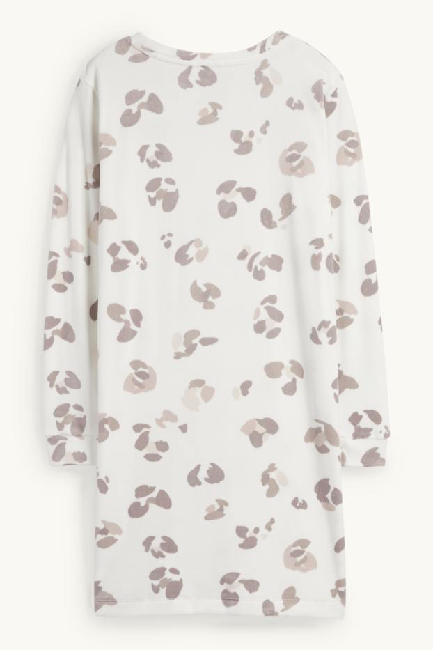 Femei - Cămașă de noapte - imprimeu de leopard - alb