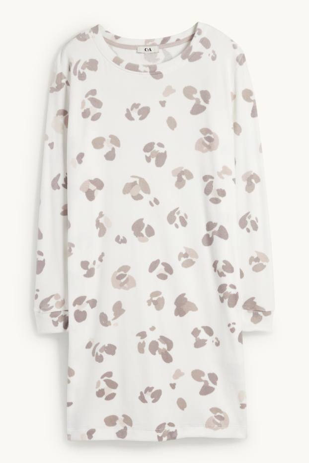 Femei - Cămașă de noapte - imprimeu de leopard - alb
