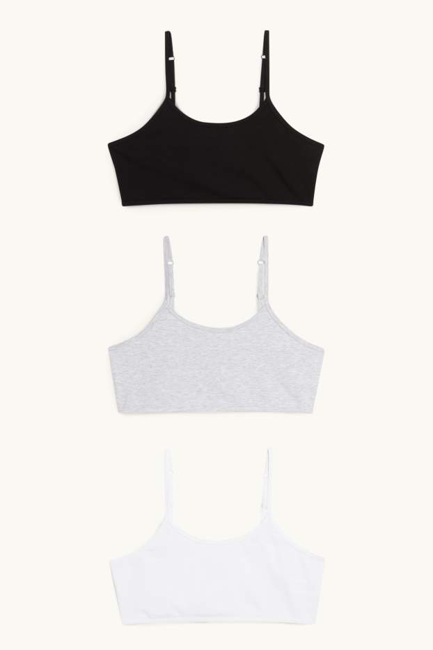 Kinderen: meisjes - Set van 3 - bustier - wit / zwart