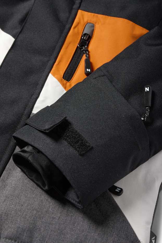 Enfants garçons - Veste de ski à capuche - imperméable - noir