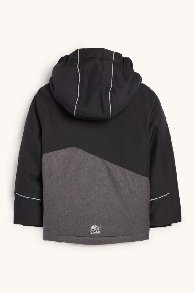 Enfants garçons - Veste de ski à capuche - imperméable - noir