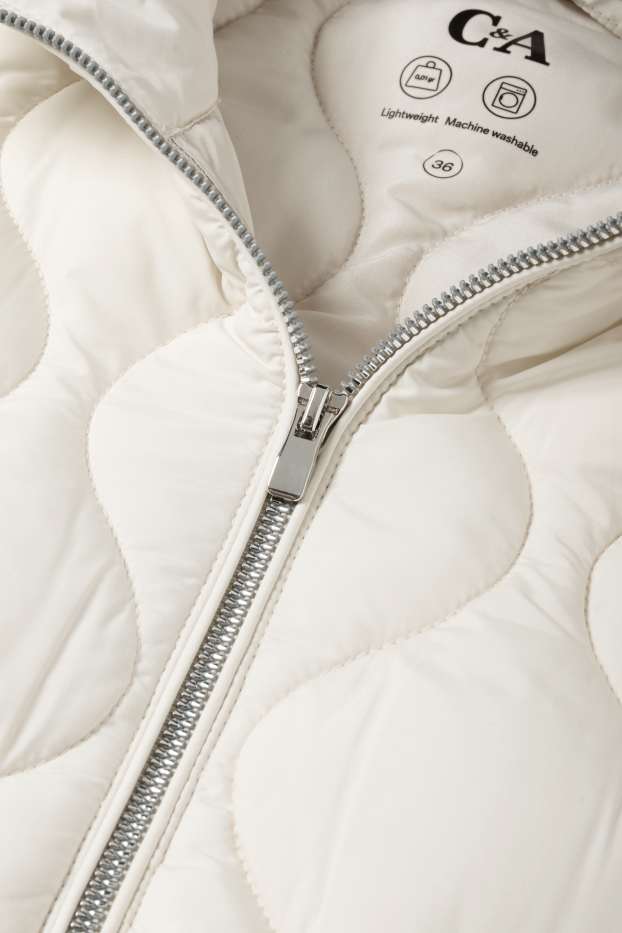 Women - Quilted jacket with hood - cremewhite