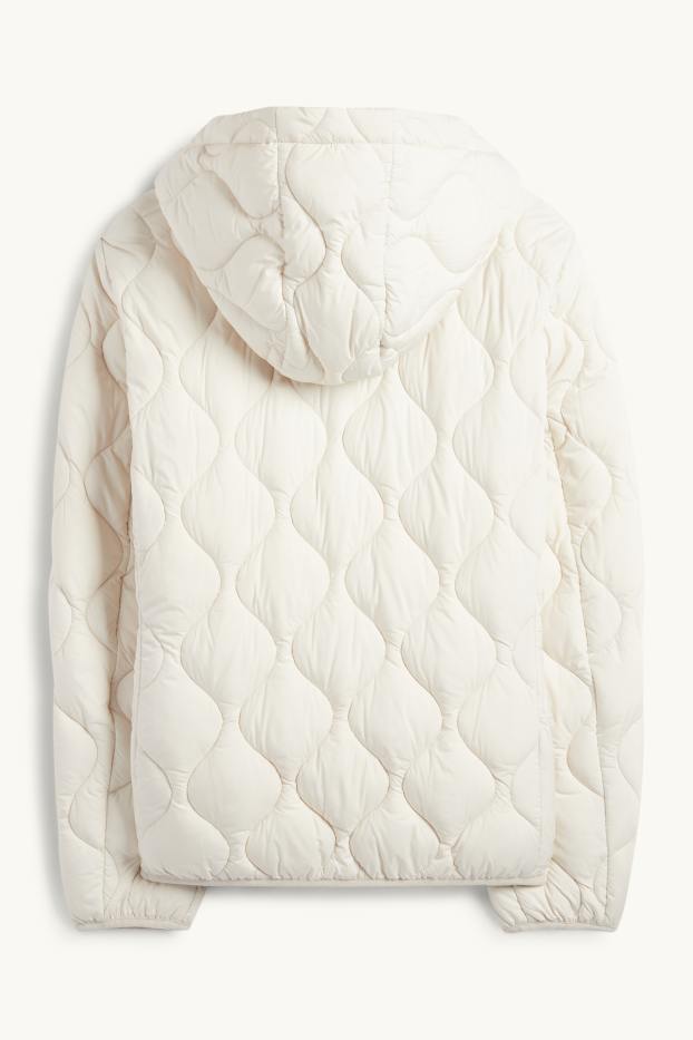 Women - Quilted jacket with hood - cremewhite