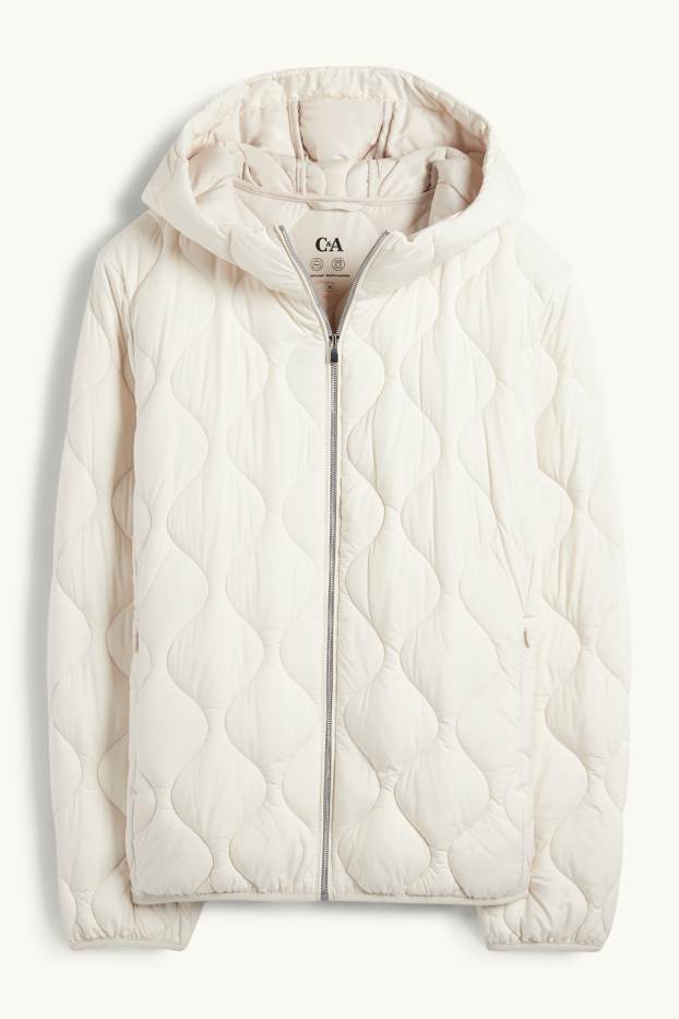 Women - Quilted jacket with hood - cremewhite