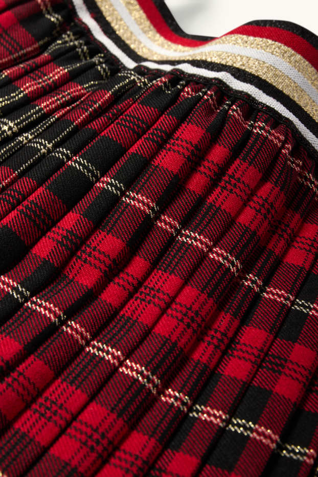 Kinder Mädchen - Faltenrock - kariert - rot