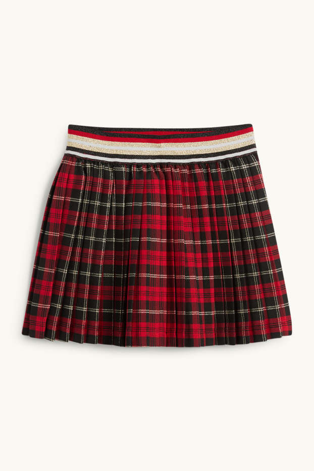 Kinder Mädchen - Faltenrock - kariert - rot