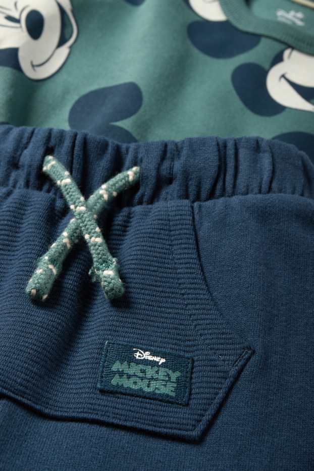 Baby: jongens - Mickey Mouse - babyoutfit - 2-delig - donkergroen