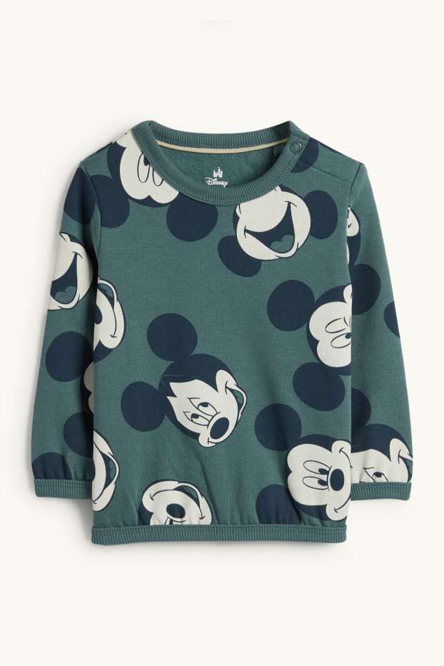 Baby: jongens - Mickey Mouse - babyoutfit - 2-delig - donkergroen