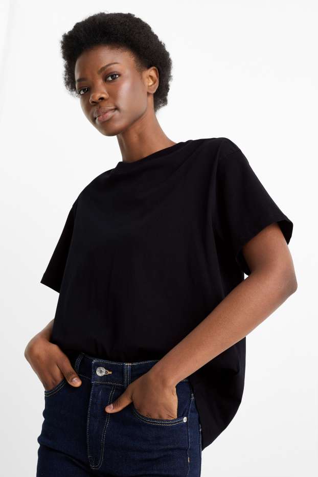 Femmes - T-shirt - Oversize - noir