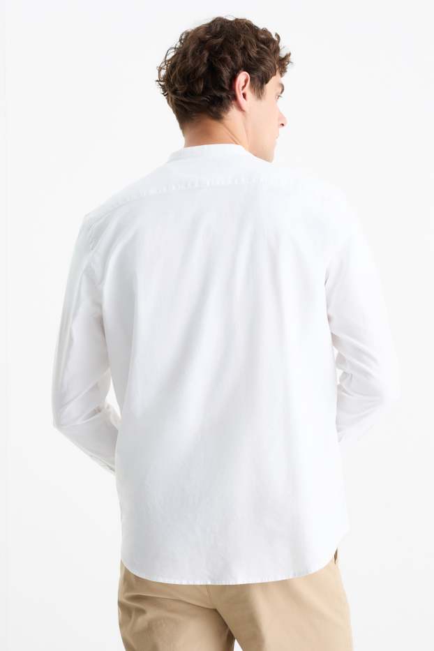 Herren - Hemd - Regular Fit - Stehkragen - weiß