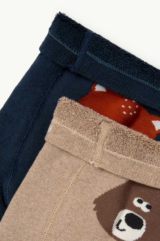Unisex - Multipack of 2 - fox - baby thermal non-slip tights - dark blue