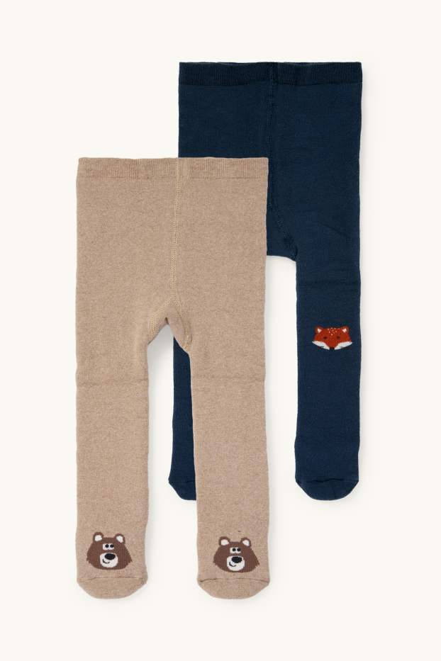 Unisex - Multipack of 2 - fox - baby thermal non-slip tights - dark blue