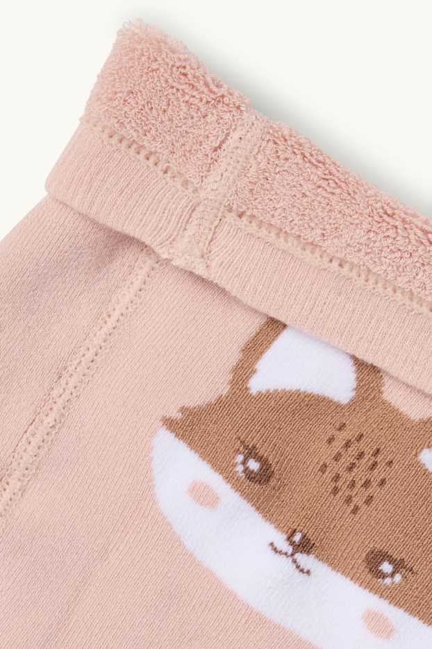 Baby Mädchen - Fuchs - Baby-Thermo-Anti-Rutsch-Strumpfhose - rosa