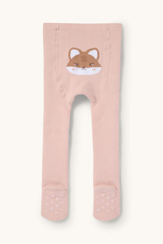 Baby Mädchen - Fuchs - Baby-Thermo-Anti-Rutsch-Strumpfhose - rosa