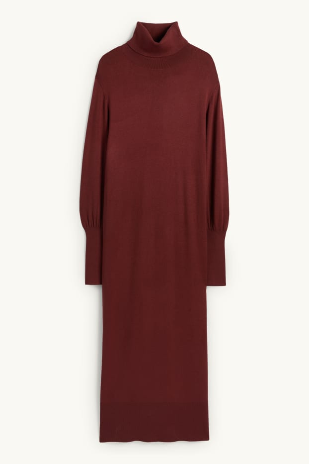 Femei - Rochie din tricot - straight fit - bordo